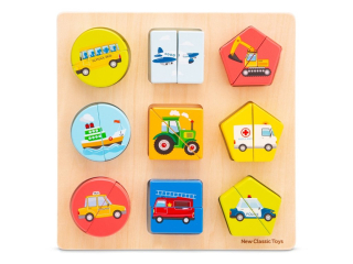 Dřevěné vkládací puzzle - dopravní prostředky