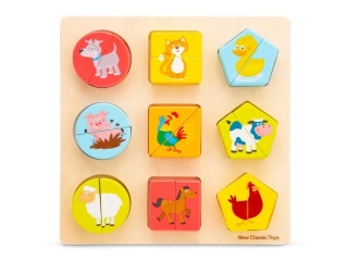 Dřevěné vkládací puzzle - tvary a zvířata