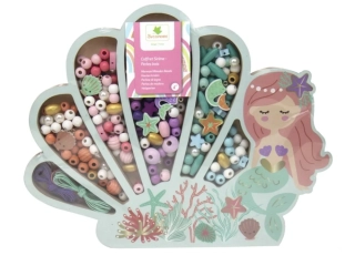 Dřevěné pastelové korálky - Mořská panna, 400 ks