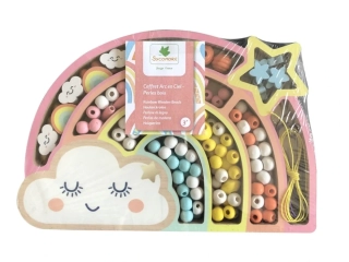 Dřevěné pastelová korálky - Duha, 180 ks